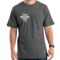 Berne Apparel Men's Lightweight Performance Pocket T-Shirt, Slate, Front view, Mockup
