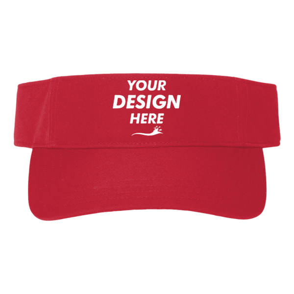 Big Accessories Chino Twill Visor, Red, Front view, Mockup