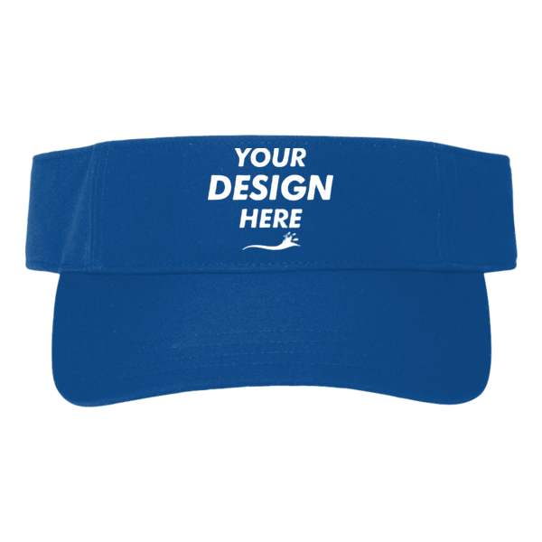 Big Accessories Chino Twill Visor, Royal, Front view, Mockup