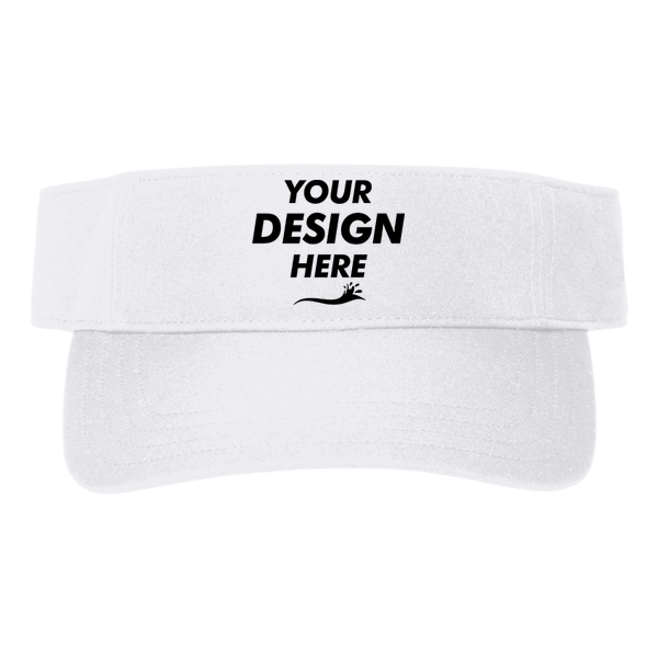 Big Accessories Chino Twill Visor, White, Front view, Mockup