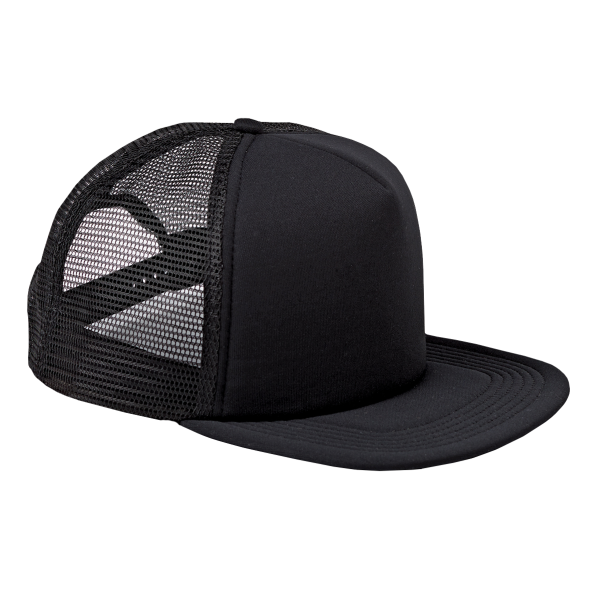 Big Accessories Foam Front Trucker Cap, Black / Black, Front view
