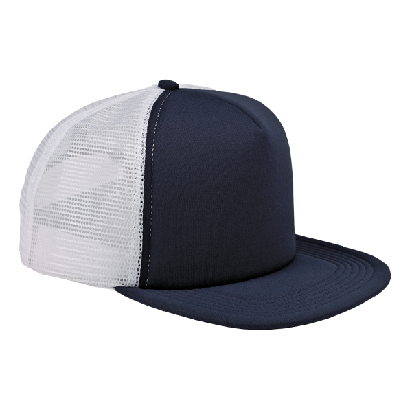 Big Accessories Foam Front Trucker Cap, Navy / White, Front view
