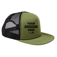 Big Accessories Foam Front Trucker Cap, Olive / Black, Front view, Mockup