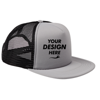 Big Accessories Foam Front Trucker Cap, Steel / Black, Front view, Mockup