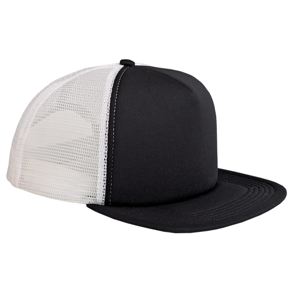 Big Accessories Foam Front Trucker Cap, White / Black, Front view