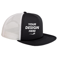 Big Accessories Foam Front Trucker Cap, White / Black, Front view, Mockup