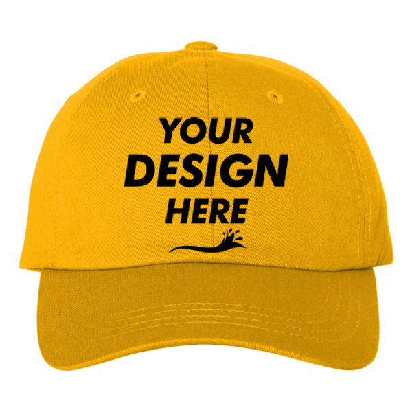 Big Accessories Heavy Washed Canvas Cap, Mustard, Front view, Mockup