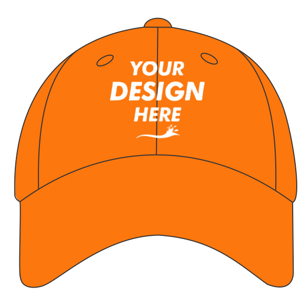 Big Accessories Reflective Safety Cap, Bright Orange, Hat (Front) view, Mockup