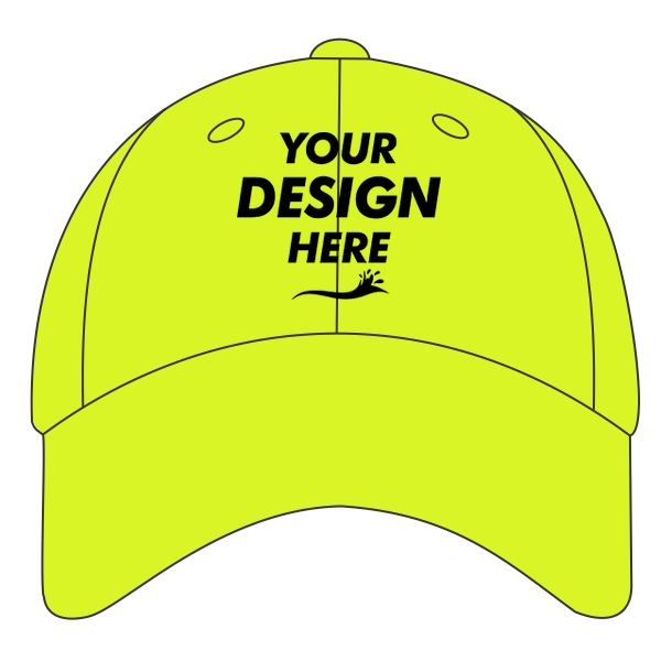 Big Accessories Reflective Safety Cap, Bright Yellow, Hat (Front) view, Mockup