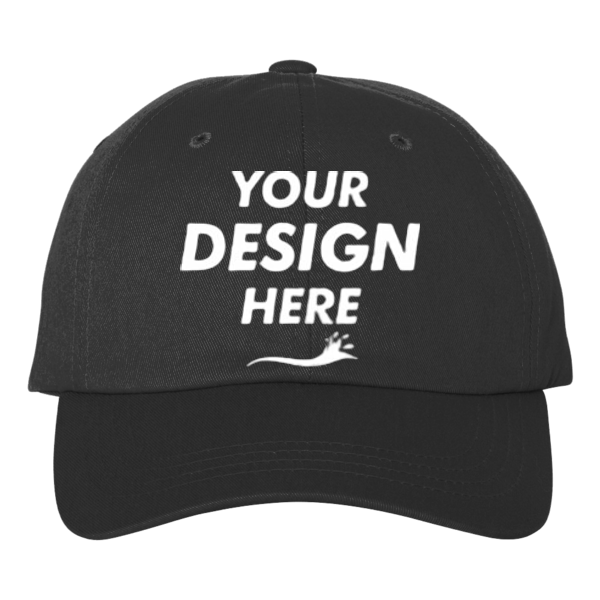 Big Accessories Six-Panel Twill Cap, Black, Front view, Mockup