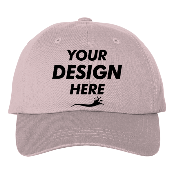 Big Accessories Six-Panel Twill Cap, Blush, Front view, Mockup