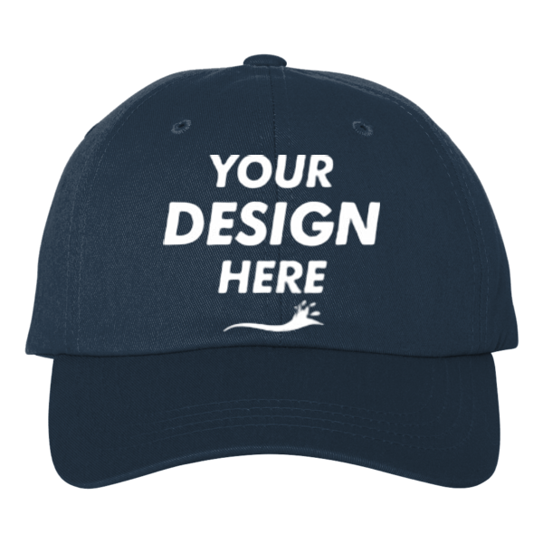 Big Accessories Six-Panel Twill Cap, Navy, Front view, Mockup