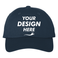 Big Accessories Six-Panel Twill Cap, Navy, Front view, Mockup