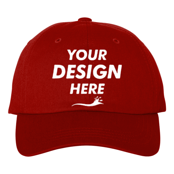 Big Accessories Six-Panel Twill Cap, Red, Front view, Mockup