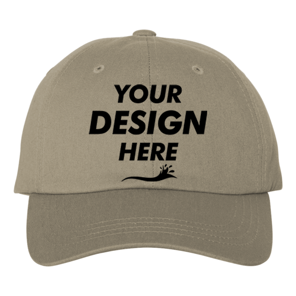 Big Accessories Six-Panel Twill Cap, Stone, Front view, Mockup