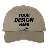 Big Accessories Six-Panel Twill Cap, Stone, Front view, Mockup