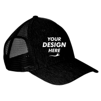 Big Accessories Sport Trucker Cap, Black / Black, Front view, Mockup