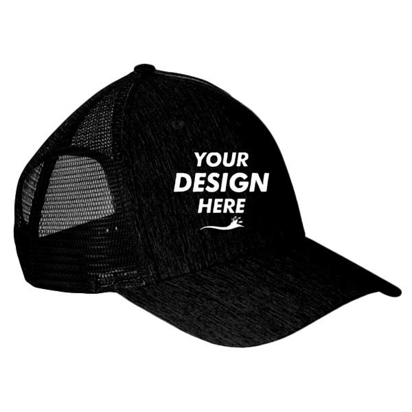 Big Accessories Sport Trucker Cap, Black / Black, Front view, Mockup