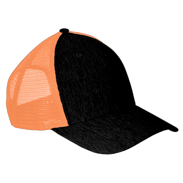 Big Accessories Sport Trucker Cap, Black / Neon Orange, Front view