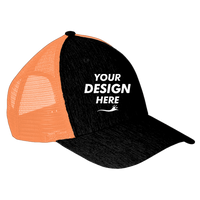 Big Accessories Sport Trucker Cap, Black / Neon Orange, Front view, Mockup