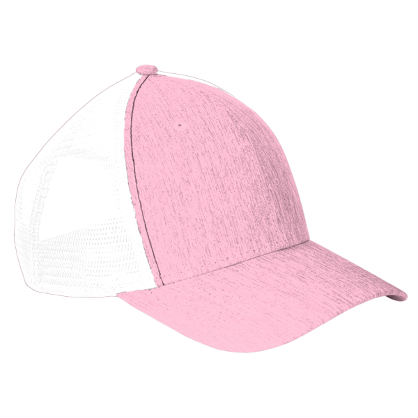 Big Accessories Sport Trucker Cap, Heather Pink / White, Front view