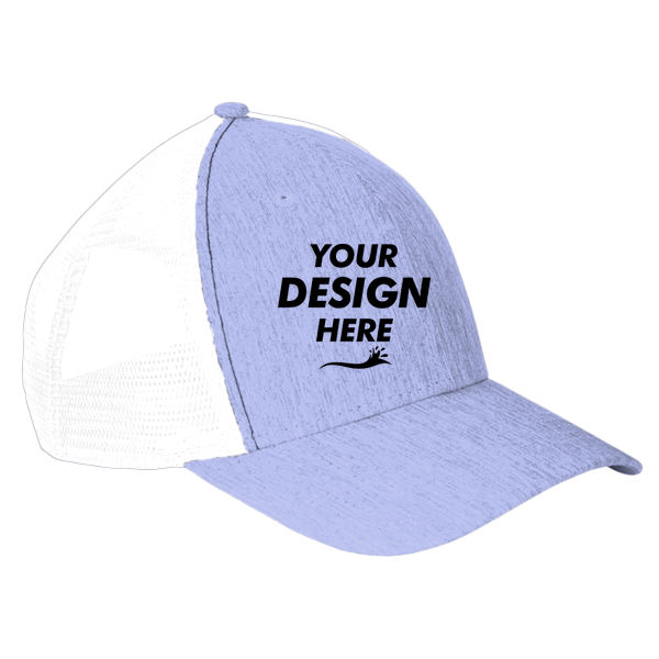 Big Accessories Sport Trucker Cap, Heather Purple / White, Front view, Mockup