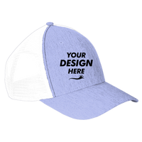 Big Accessories Sport Trucker Cap, Heather Purple / White, Front view, Mockup