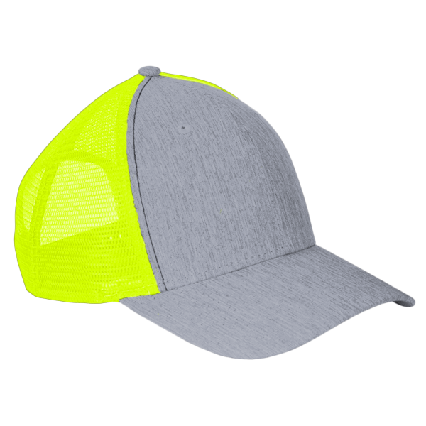Big Accessories Sport Trucker Cap, Light Grey / Neon Green, Front view