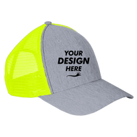 Big Accessories Sport Trucker Cap, Light Grey / Neon Green, Front view, Mockup
