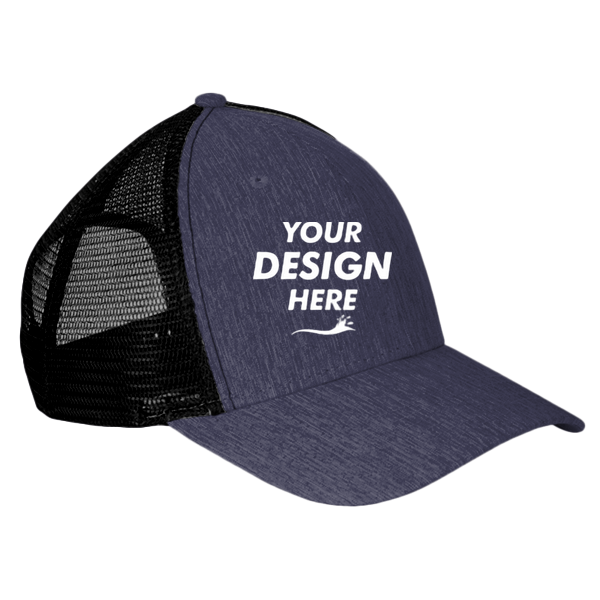 Big Accessories Sport Trucker Cap, Navy / Black, Front view, Mockup