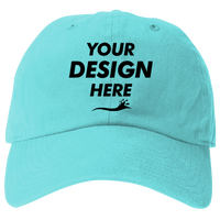 Big Accessories Washed Chino Cap, Lagoon Blue, Front view, Mockup
