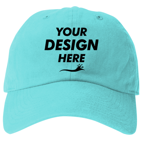 Big Accessories Washed Chino Cap, Lagoon Blue, Front view, Mockup