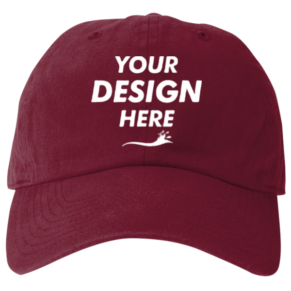 Big Accessories Washed Chino Cap, Maroon, Front view, Mockup