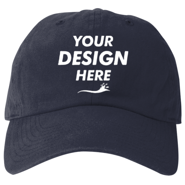 Big Accessories Washed Chino Cap, Navy, Front view, Mockup