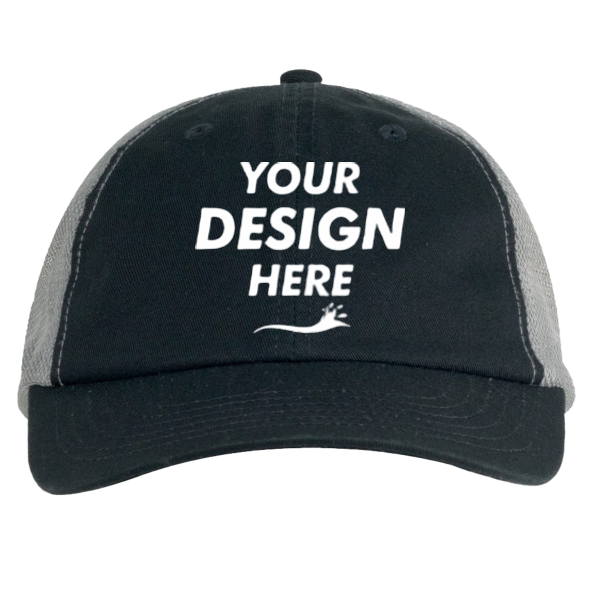 Big Accessories Washed Trucker Cap, Black / Grey, Front view, Mockup