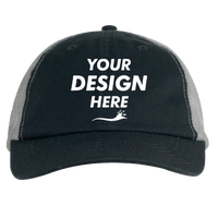 Big Accessories Washed Trucker Cap, Black / Grey, Front view, Mockup