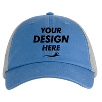 Big Accessories Washed Trucker Cap, Blue / Grey, Front view, Mockup