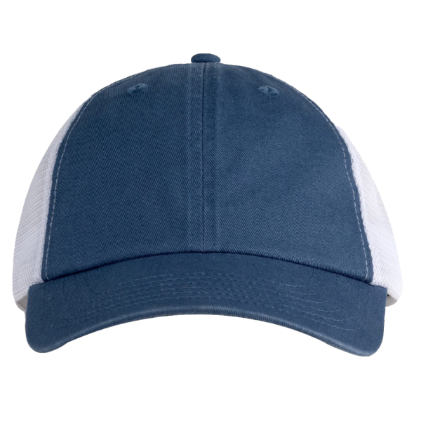 Big Accessories Washed Trucker Cap, Indigo / White, Front view