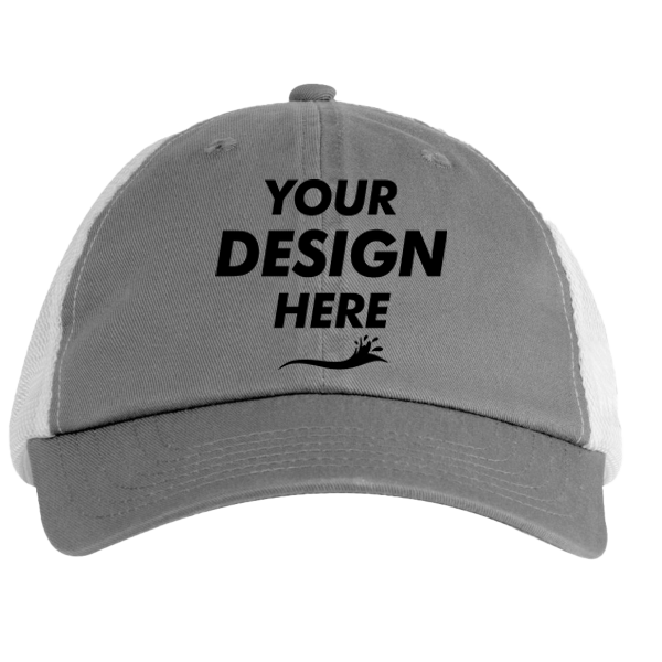 Big Accessories Washed Trucker Cap, Iron / White, Front view, Mockup