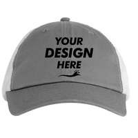 Big Accessories Washed Trucker Cap, Iron / White, Front view, Mockup