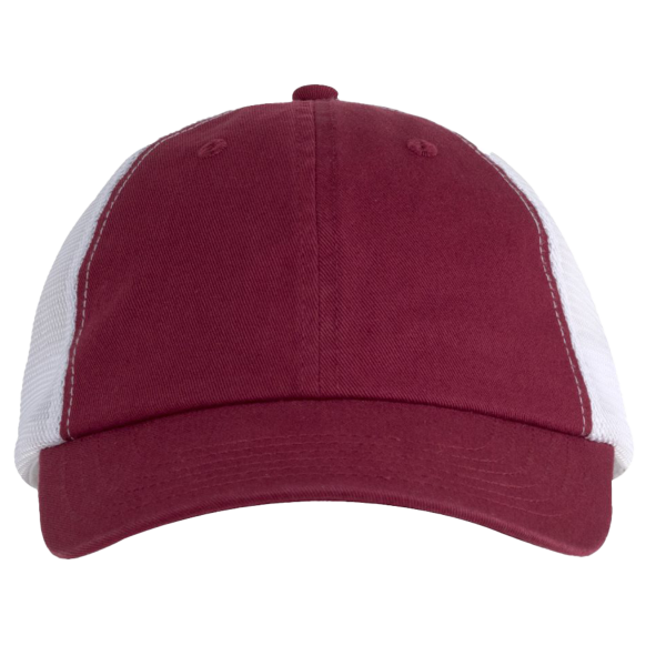 Big Accessories Washed Trucker Cap, Maroon / White, Front view