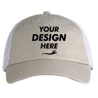 Big Accessories Washed Trucker Cap, Stone / White, Front view, Mockup