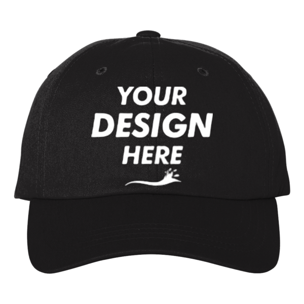 Big Accessories Youth Classic Brushed Twill Cap, Black, Front view, Mockup