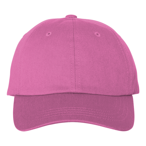 Big Accessories Youth Classic Brushed Twill Cap, Pink, Front view