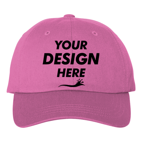 Big Accessories Youth Classic Brushed Twill Cap, Pink, Front view, Mockup