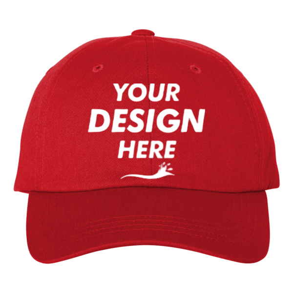 Big Accessories Youth Classic Brushed Twill Cap, Red, Front view, Mockup
