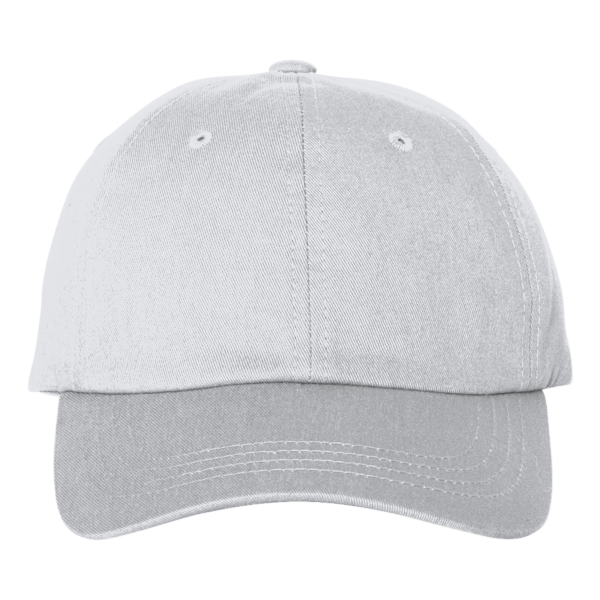 Big Accessories Youth Classic Brushed Twill Cap, White, Front view
