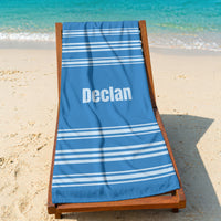 Personalized Striped Beach Towel, Blue Standart Beach Towel, Blue Premium Beach Towel
