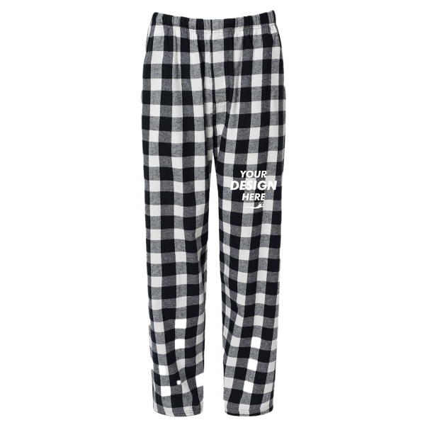 Boxercraft Men's Harley Flannel Pants, Black / White Buffalo Plaid / White Buffalo Plaid, Front view, Mockup