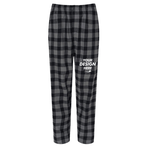 Boxercraft Men's Harley Flannel Pants, Charcoal / Black Buffalo / Black Buffalo, Front view, Mockup